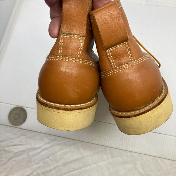 Vtg '70 STATUS worker hipster bluff rockabilly leather mens boots sz 6 EEE - Picture 4 of 8